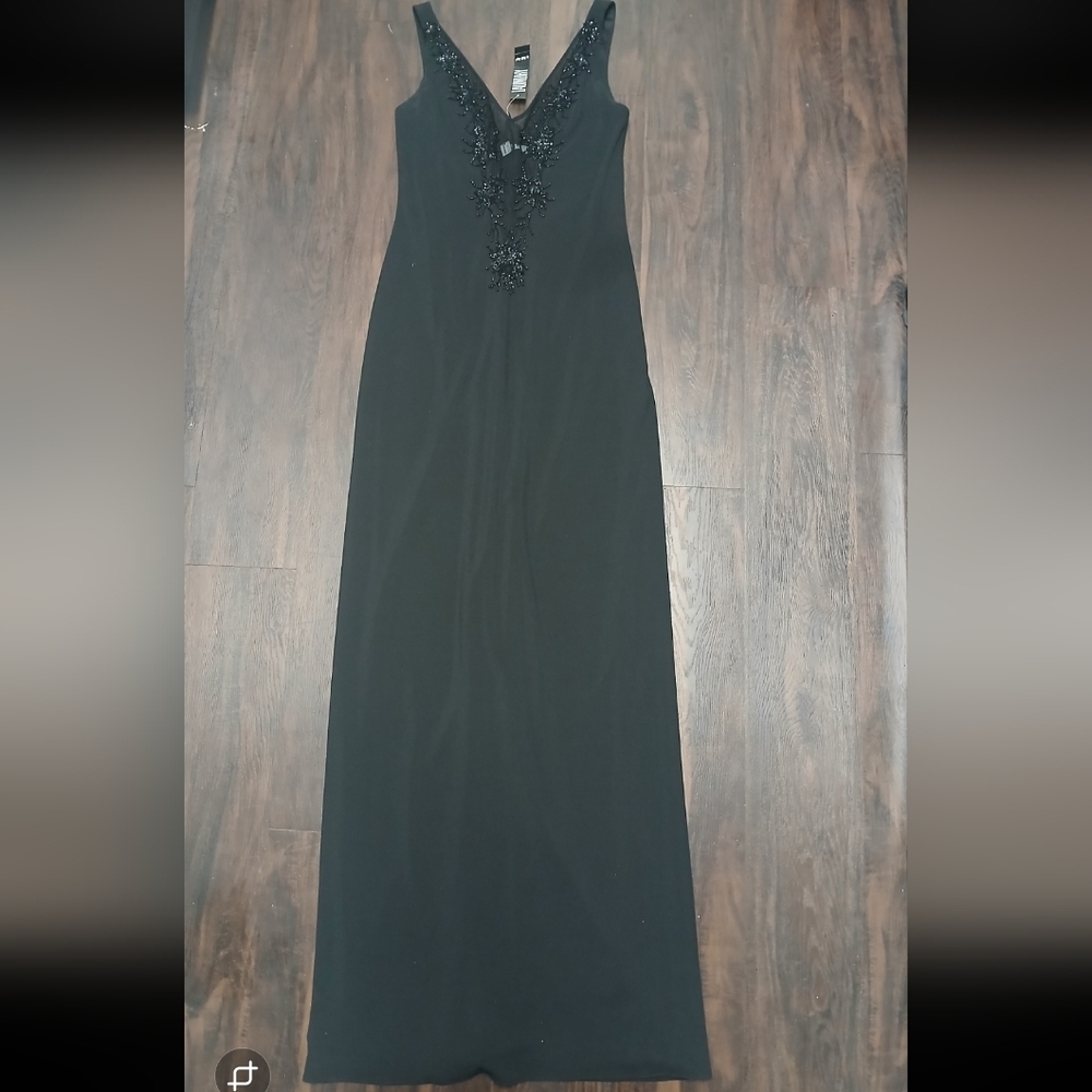 Laundry By Shelli Segal Black Beaded V-Neck Maxi Dress - Picture 5 of 16